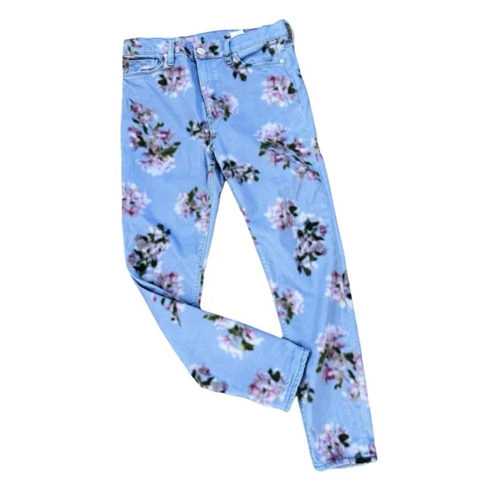🦋 Hudson Barbara skinny ankle jeans in blurred floral in blue